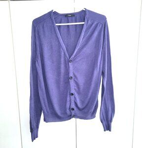 Z Zegna Purple Silk and Cotton Cardigan Sweater Size L